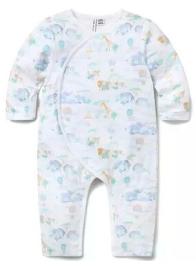Janie and Jack Baby Animals Toile Wrap One-Piece and Bear Ear Beanie